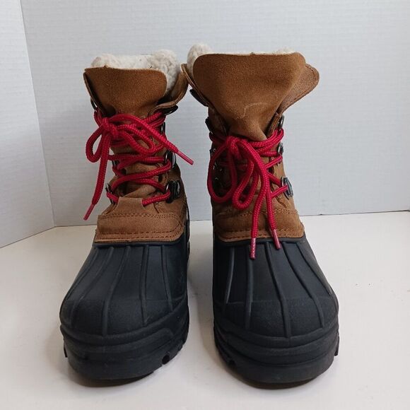 Khombu Unisex Big Kid size 4 Leather Waterproof Boots Cognac/Brown - Picture 2 of 8